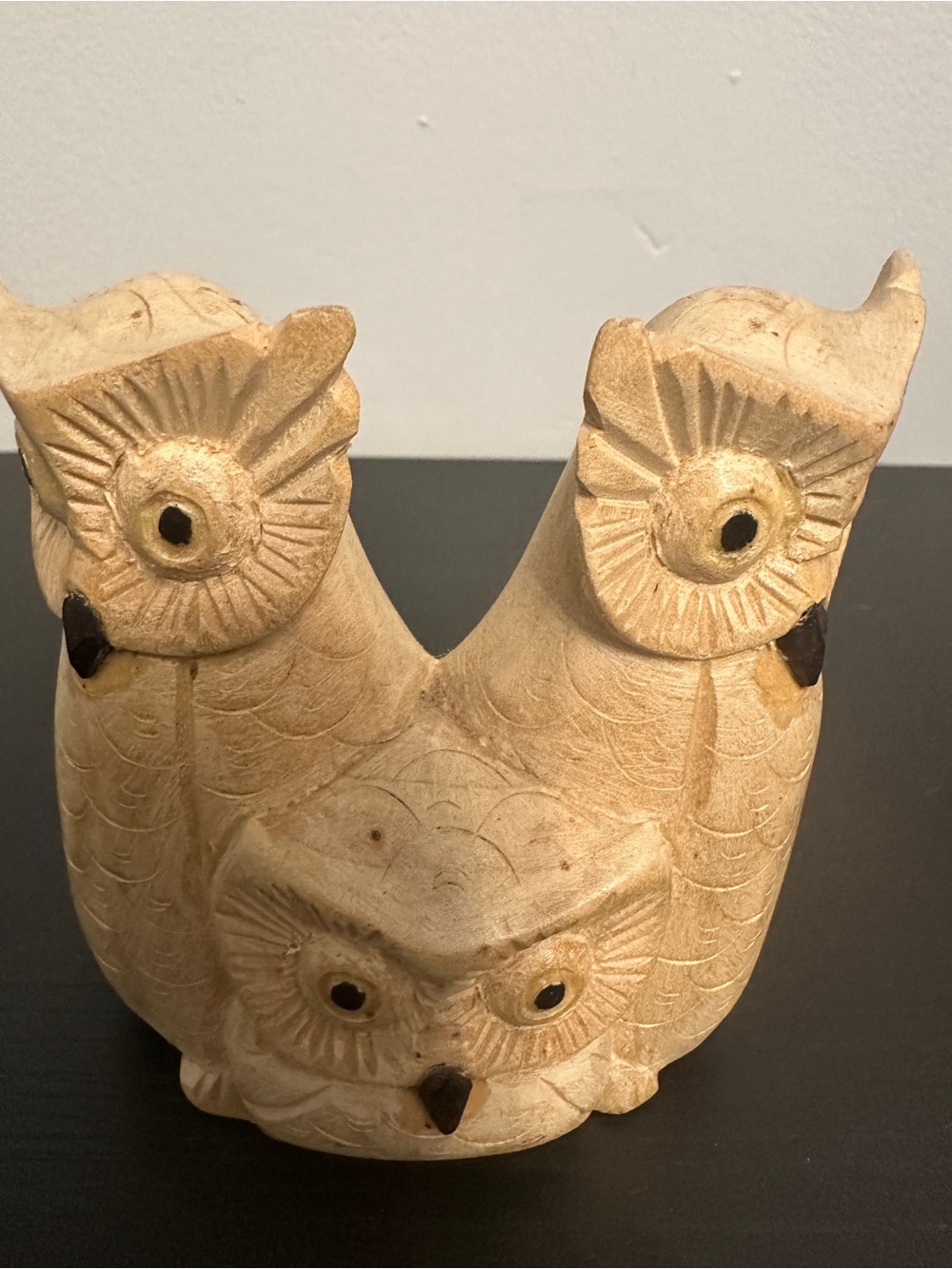 Hand Carved Wooden Owl Family Figurine – 3 Owls Rustic Decor - Picture 3 of 10